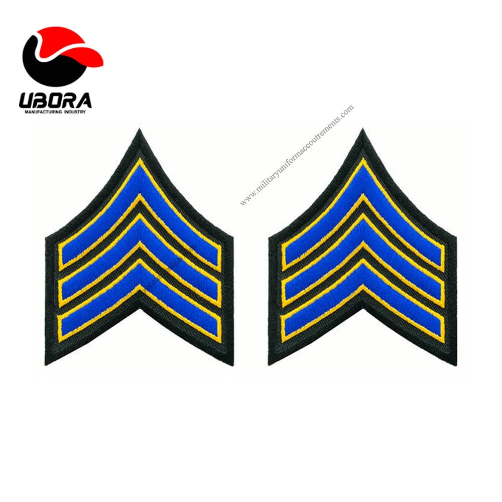 blue embroidery Chevrons Medium Gold on Midnight 3-inch wide Private Pair